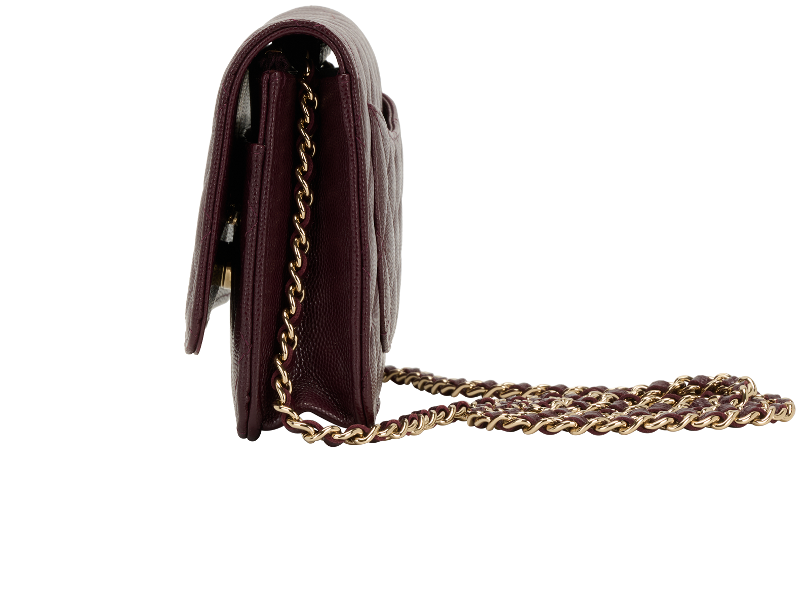 Crystal CC Wallet On Chain, &pound;2,600, Handbags, Burgundy, Caviar, Bottom view